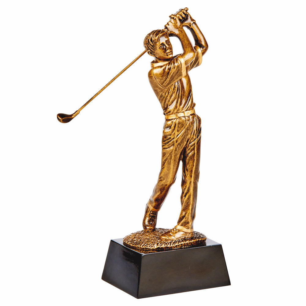 Antique Gold Resin Male Golfer 250mm