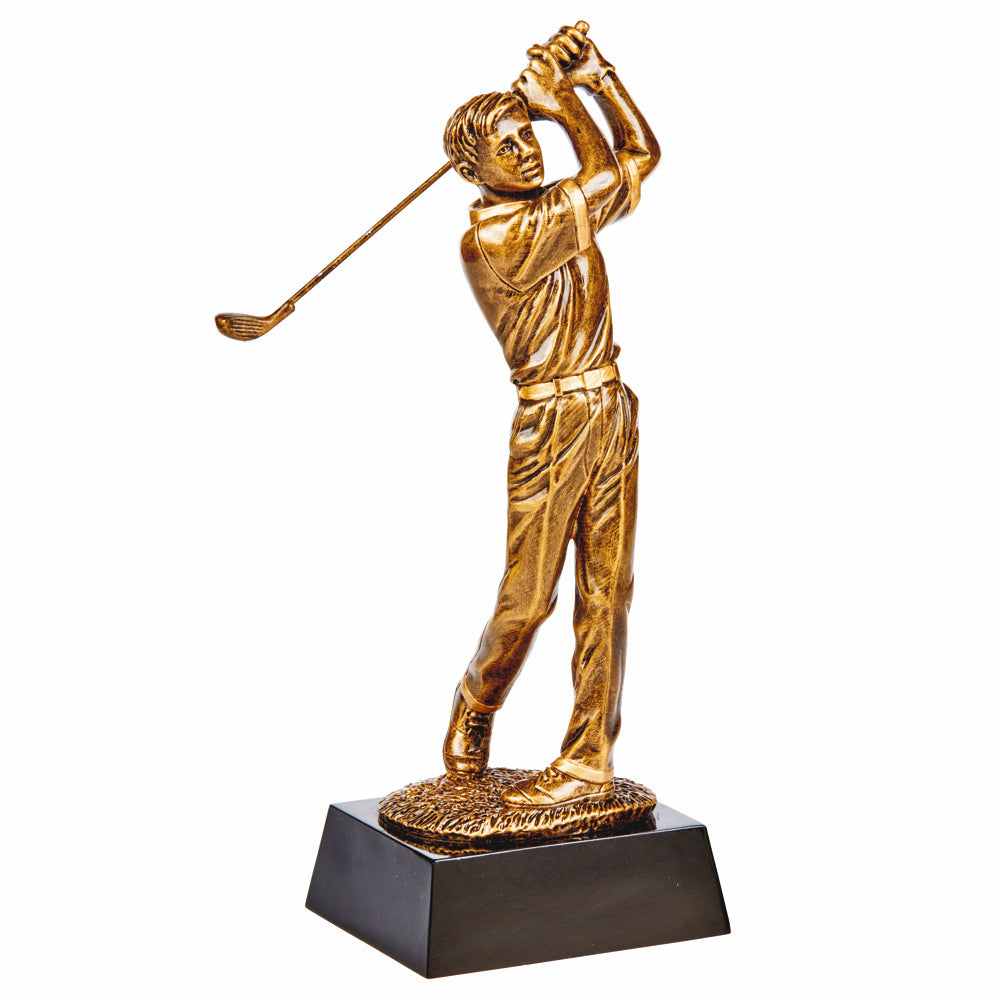 Antique Gold Resin Male Golfer 300mm