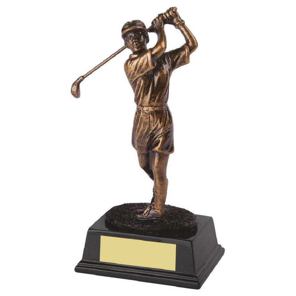 Antique Gold Resin Female Golfer 180mm
