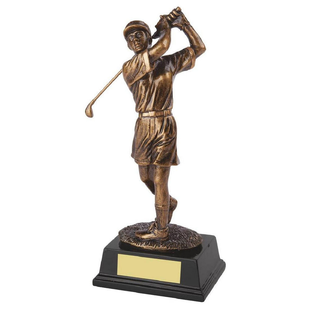 Antique Gold Resin Female Golfer 220mm