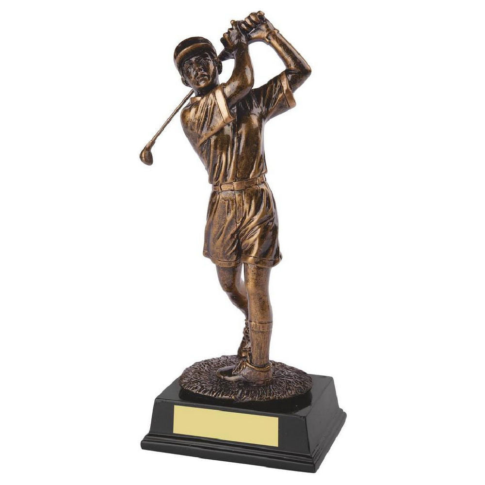 Antique Gold Resin Female Golfer 260mm