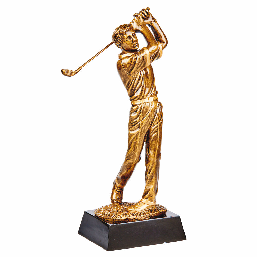 Antique Gold Resin Male Golfer 350mm