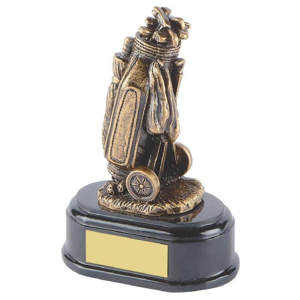 Antique Gold Resin Golf Bag Trophy 130mm