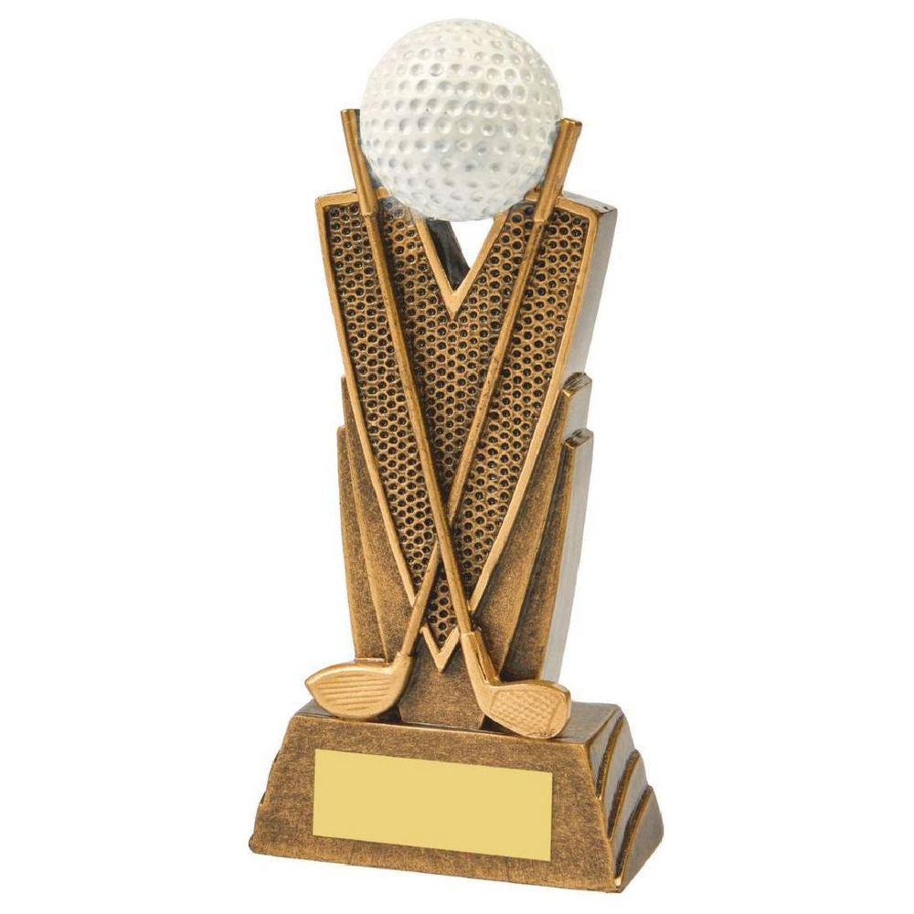 Antique Gold Golf Club/Ball Resin 150mm
