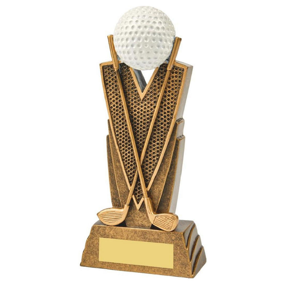 Antique Gold Golf Club/Ball Resin 170mm