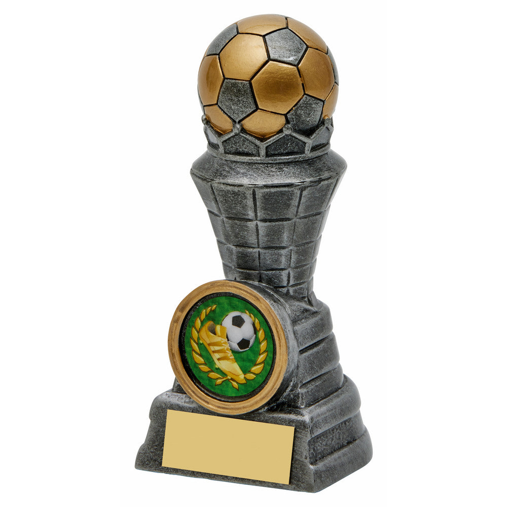 Antique Silver Resin Football Tower 110mm