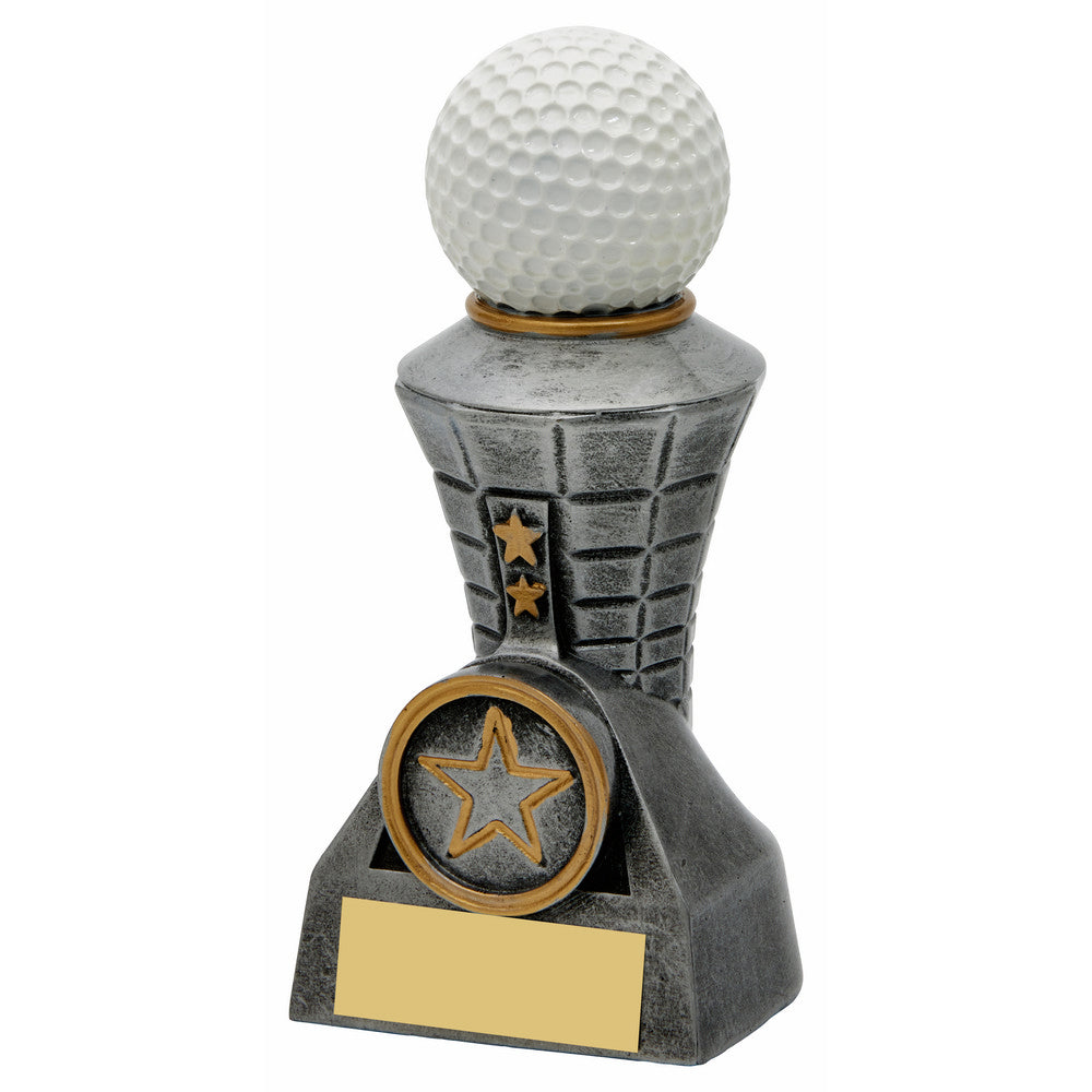 Antique Silver Resin Golf Ball Tower Award 130mm
