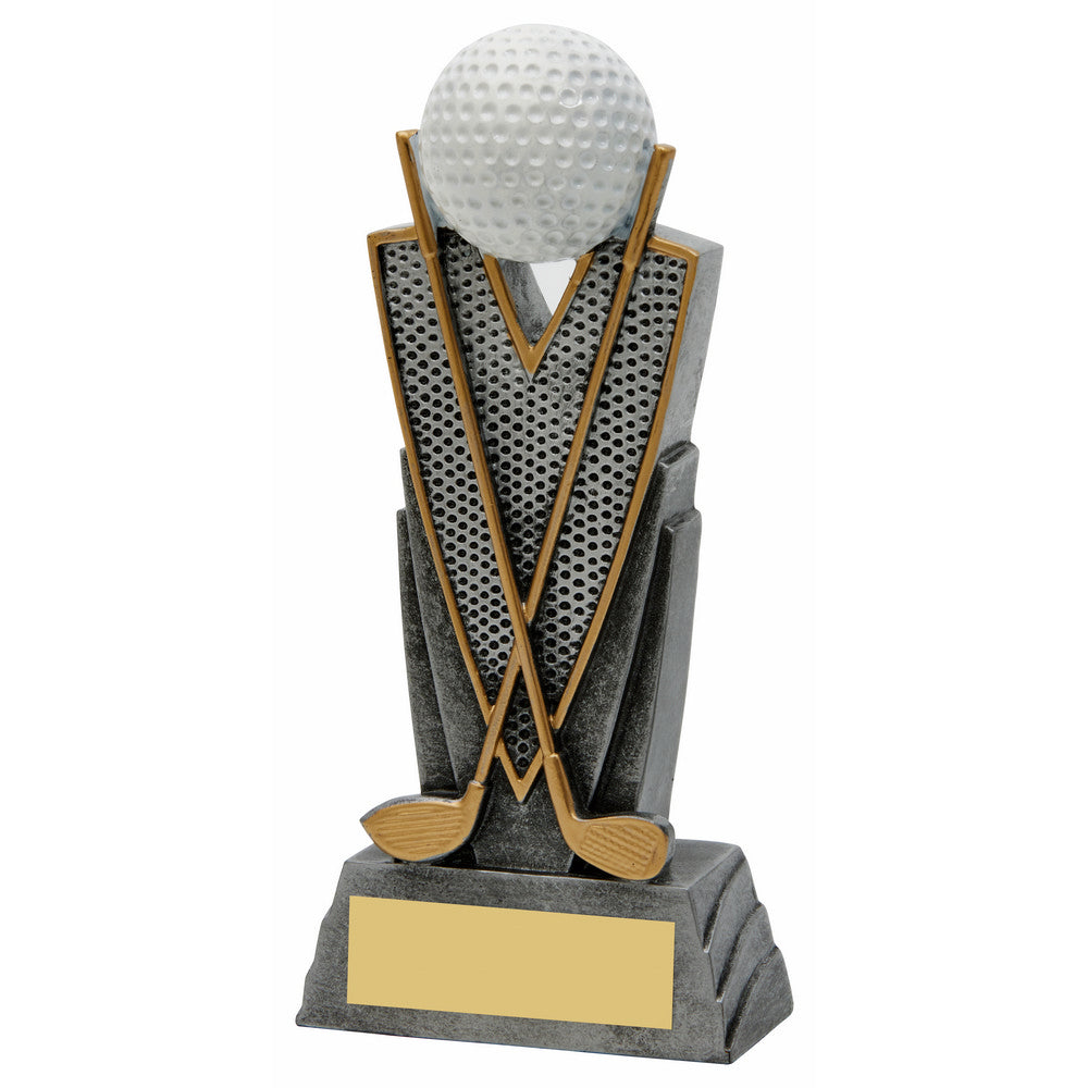 Antique Silver Resin Golf Ball/Clubs Award 165mm