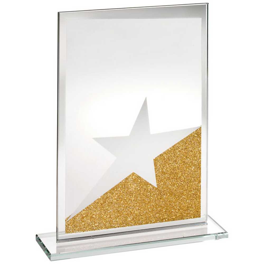 JADE GLASS RECTANGLE PLAQUE WITH GOLD/SILVER GLITTER DETAIL (4mm THICK) - 7.25in