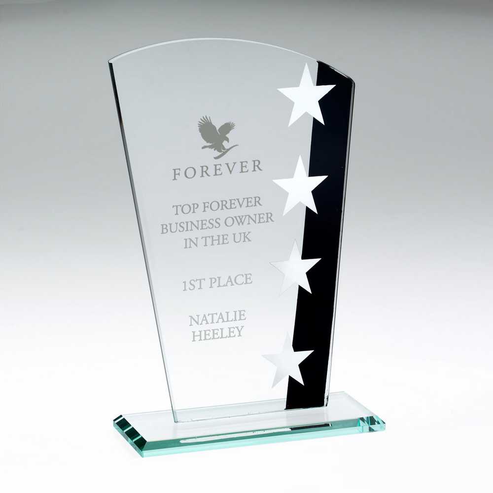 JADE GLASS SHIELD WITH SILVER/BLACK STAR DESIGN (4mm THICK) - 8in