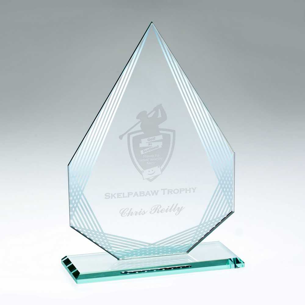 JADE GLASS DIAMOND WITH SILVER LINED EDGES (4mm THICK) - 7.25in