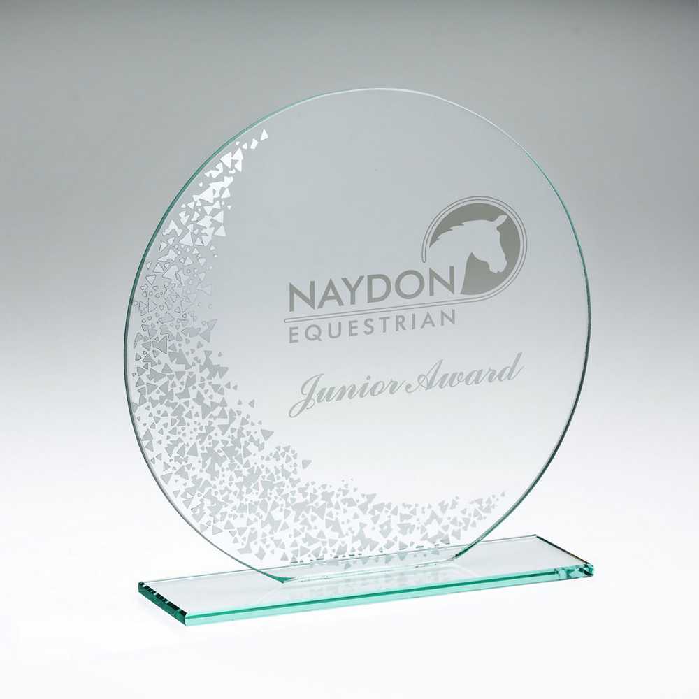 JADE GLASS ROUND PLAQUE WITH SILV DETAIL (4mm THICK) - 6.25in