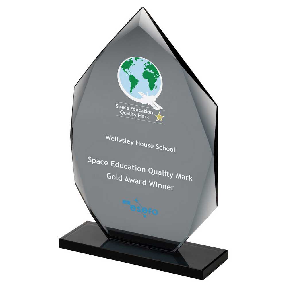 SMOKED BLACK GLASS DIAMOND PLAQUE (10mm THICK) - 7in
