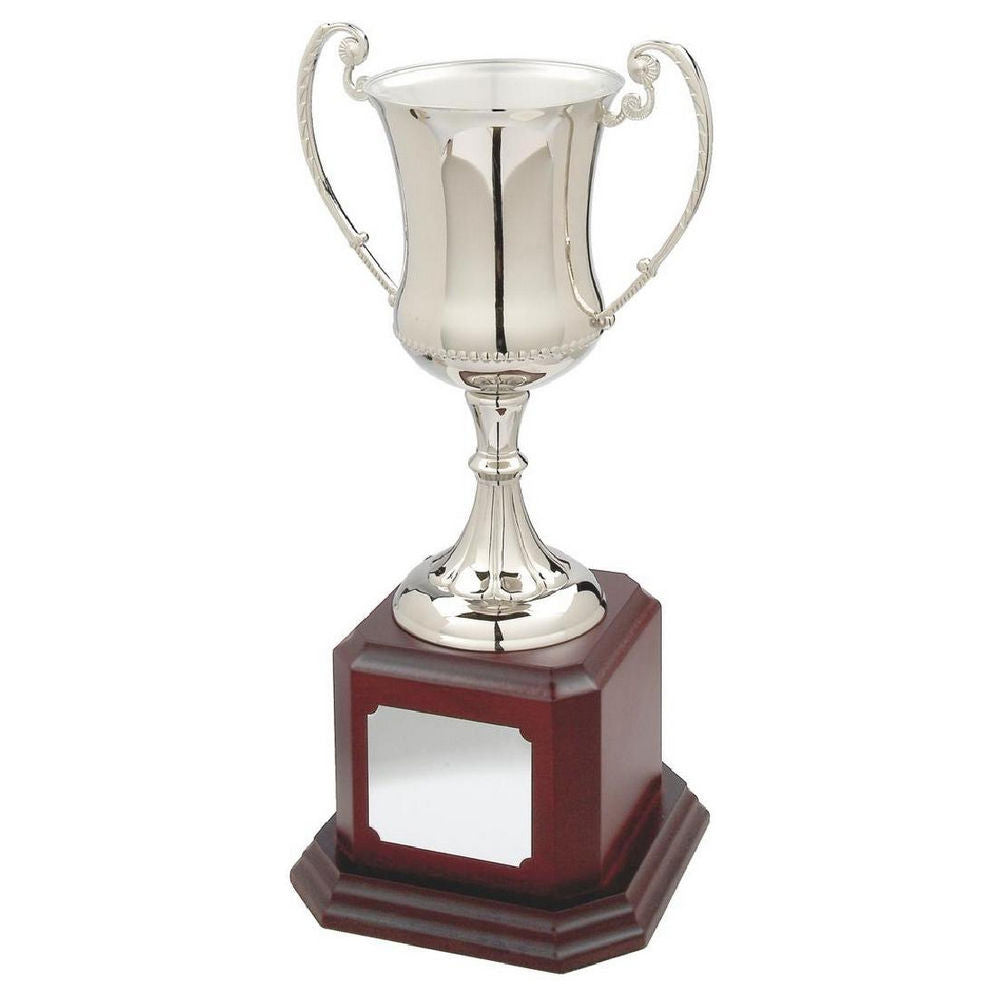 Nickel Plated Cup on Wood Base 335mm