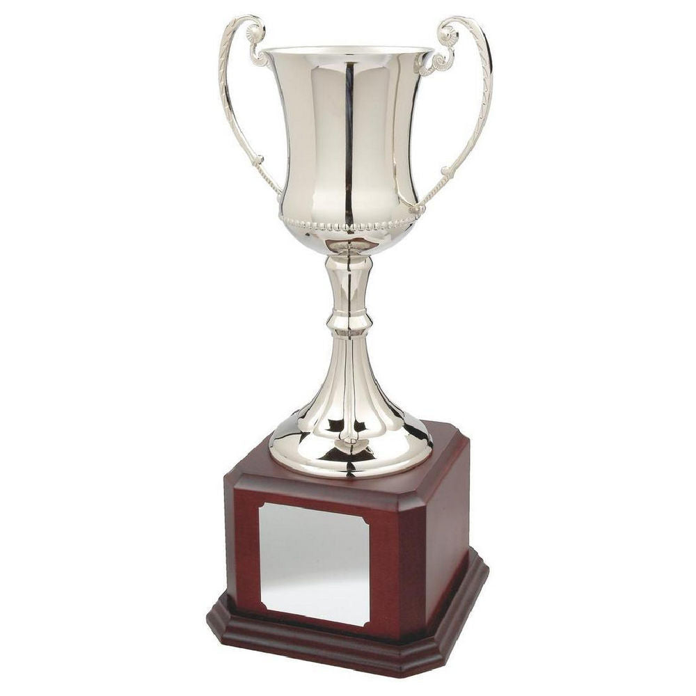Nickel Plated Cup on Wood Base 430mm