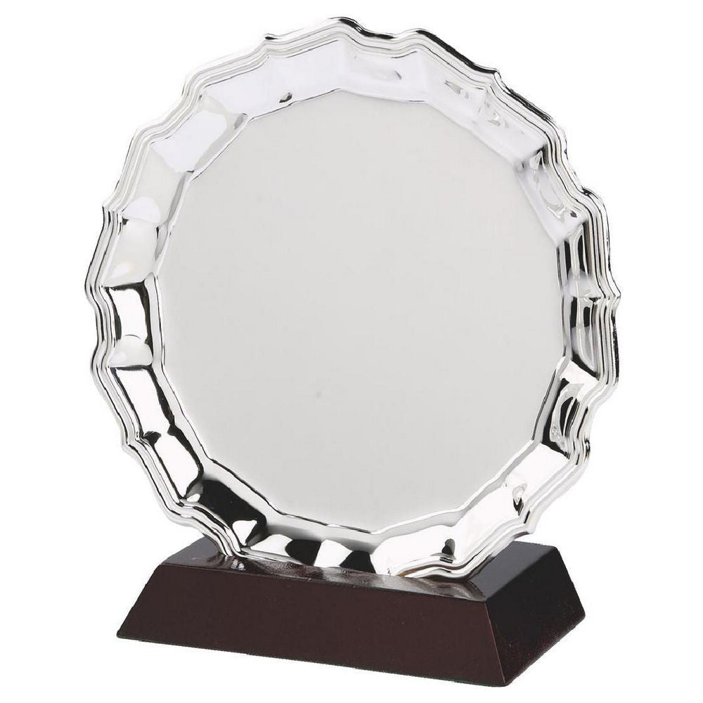 Nickel Plated Salver with Wood Plinth 200mm