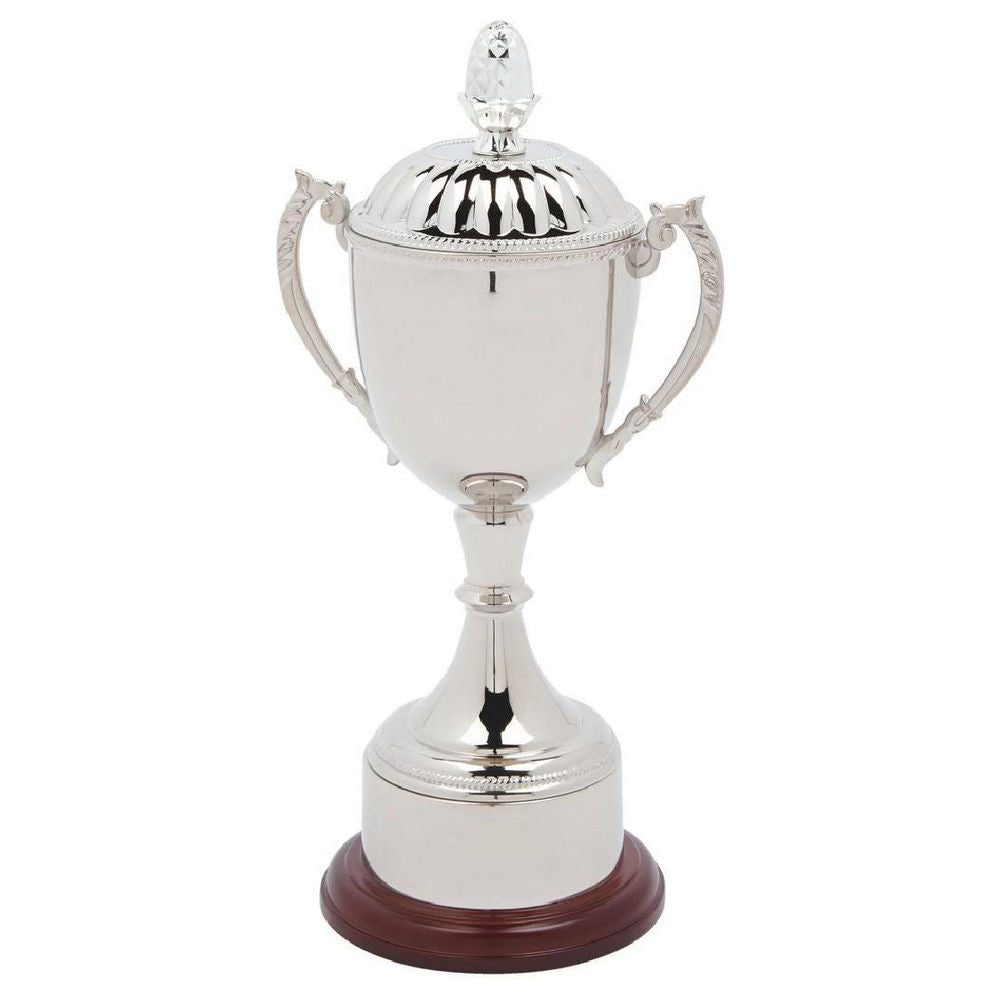 Nickel Plated Cup with Lid & Plinth Band 370mm
