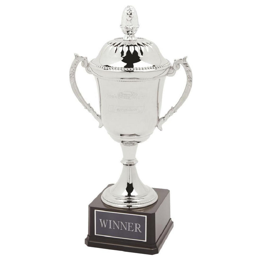 Nickel Plated Cup on Black Weighted Base with Lid 450mm