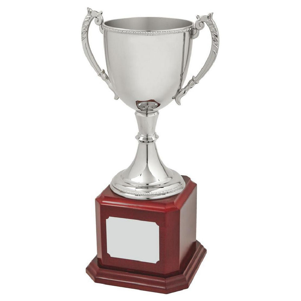 Nickel Plated Cup on Wood Base 365mm