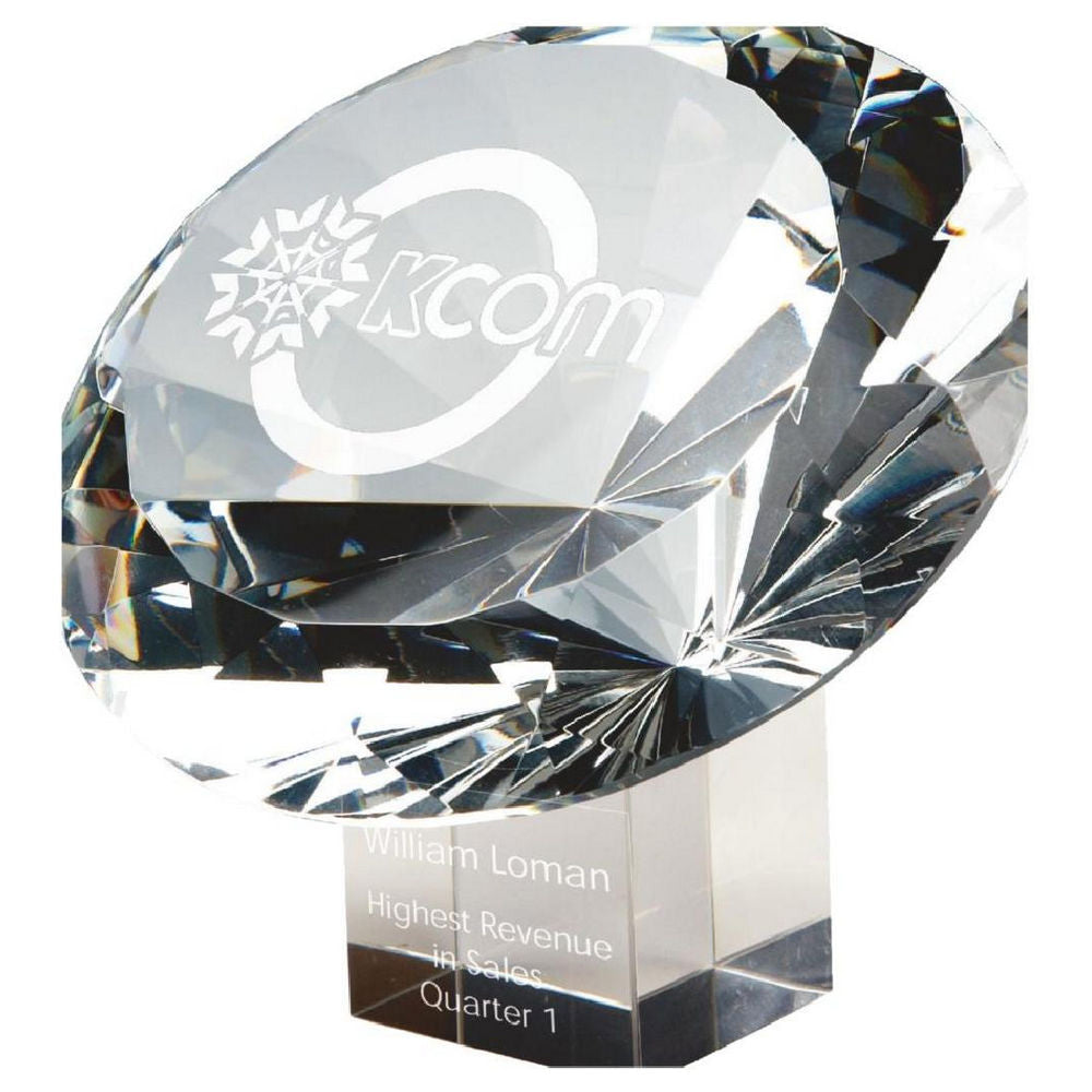 Heavy Crystal Diamond Resting on Crystal Base 150mm
