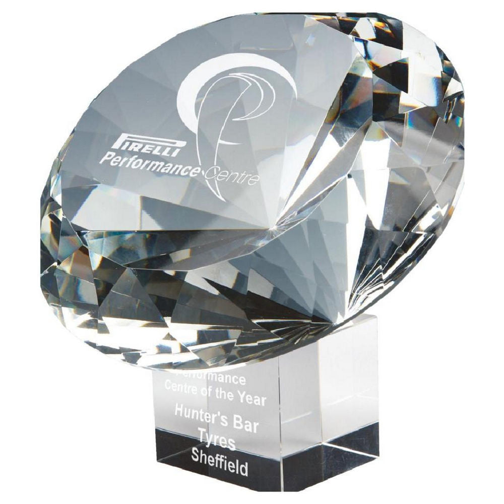 Heavy Crystal Diamond Resting on Crystal Base 200mm