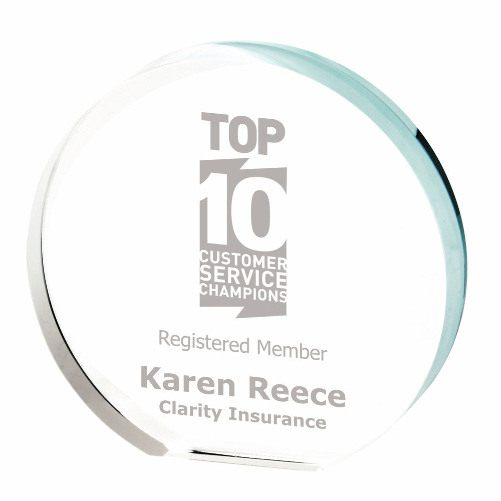 Free Standing Crystal Circle Corporate Award (In Presentation Case) 105mm