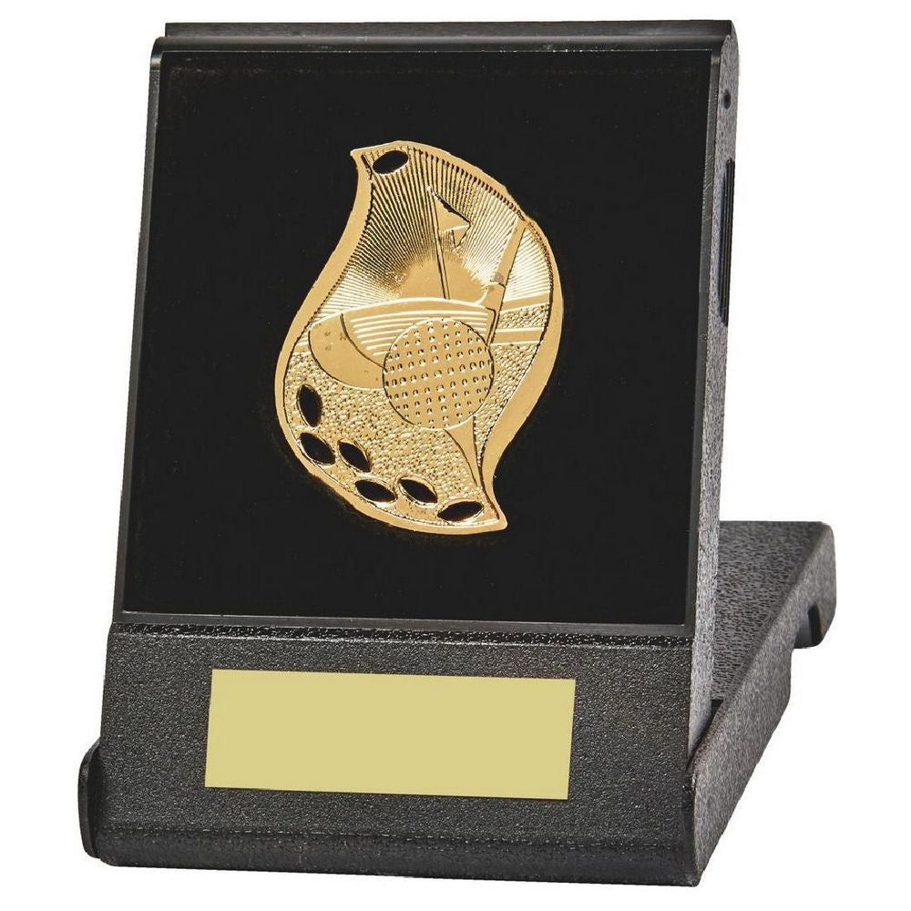 Flame Golf Medal in Case (Gold) 50mm