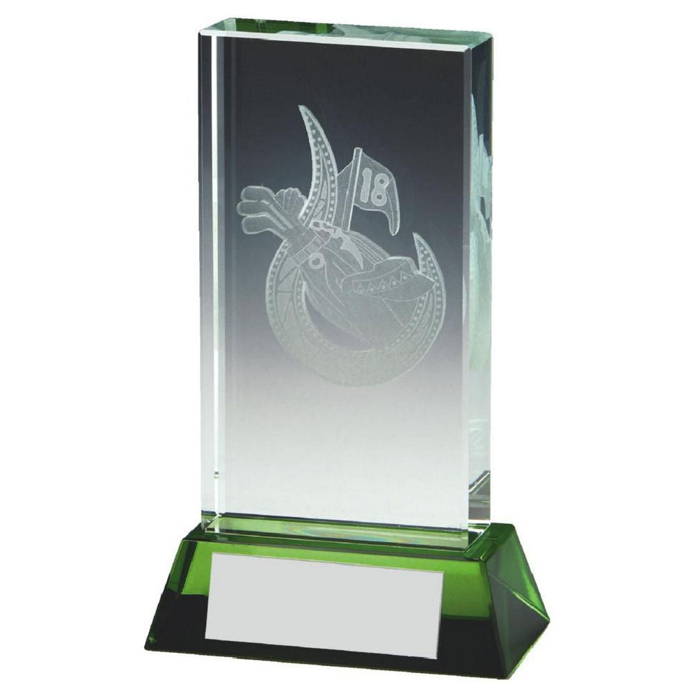 Golf Bag Jade Glass Block with Green Base (In Presentation Case) 115mm