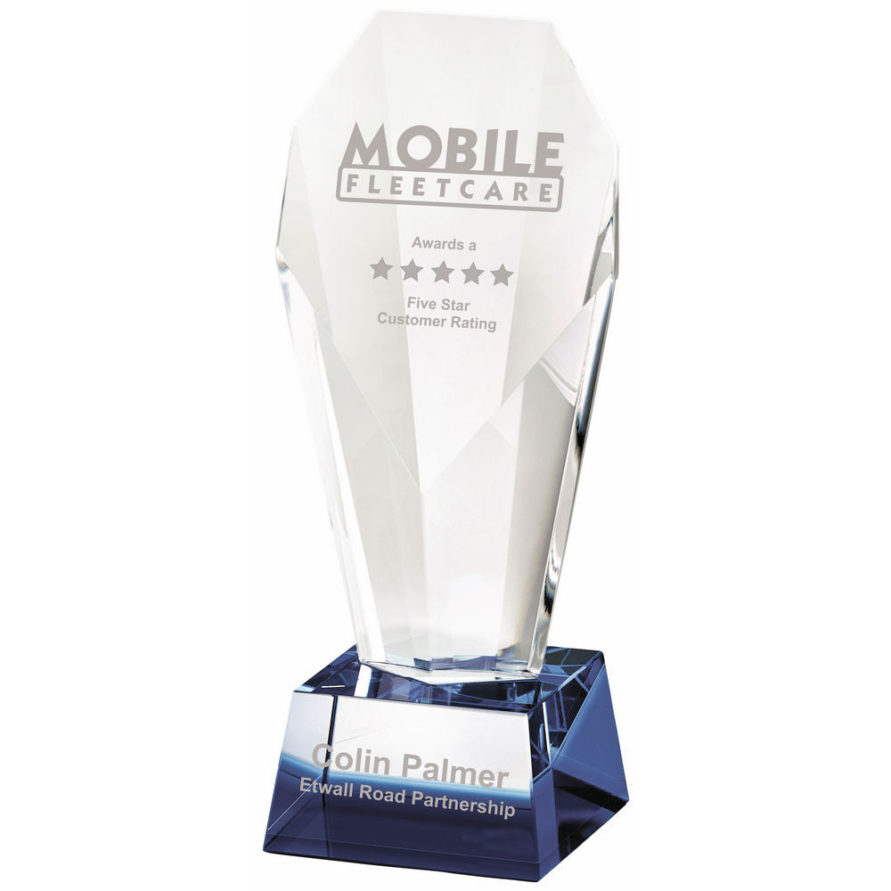 Crystal Award with Blue Tint 190mm