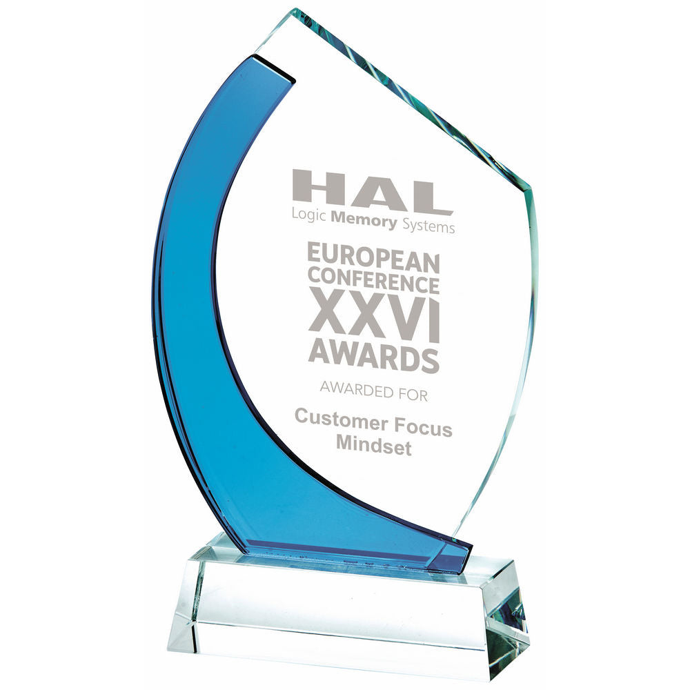 Blue/Clear Glass Award 210mm