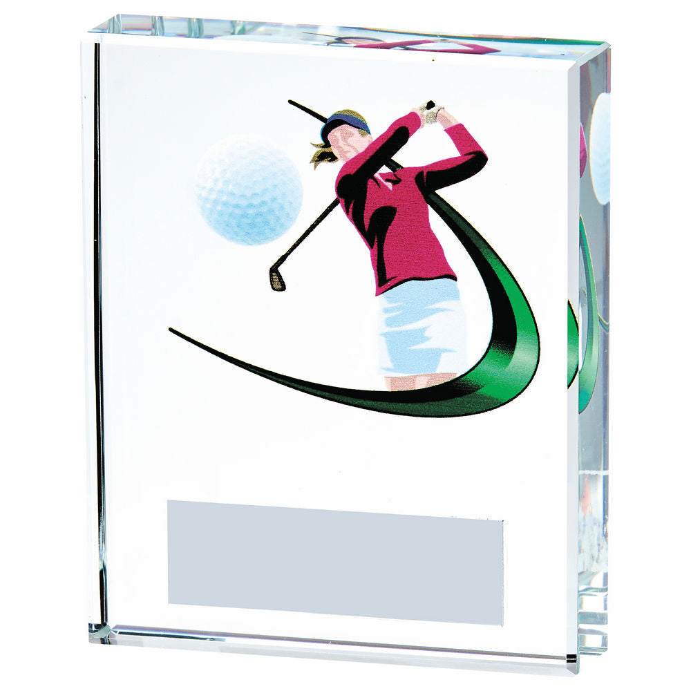 Clear/Colour Glass Golf Award - Female 105mm