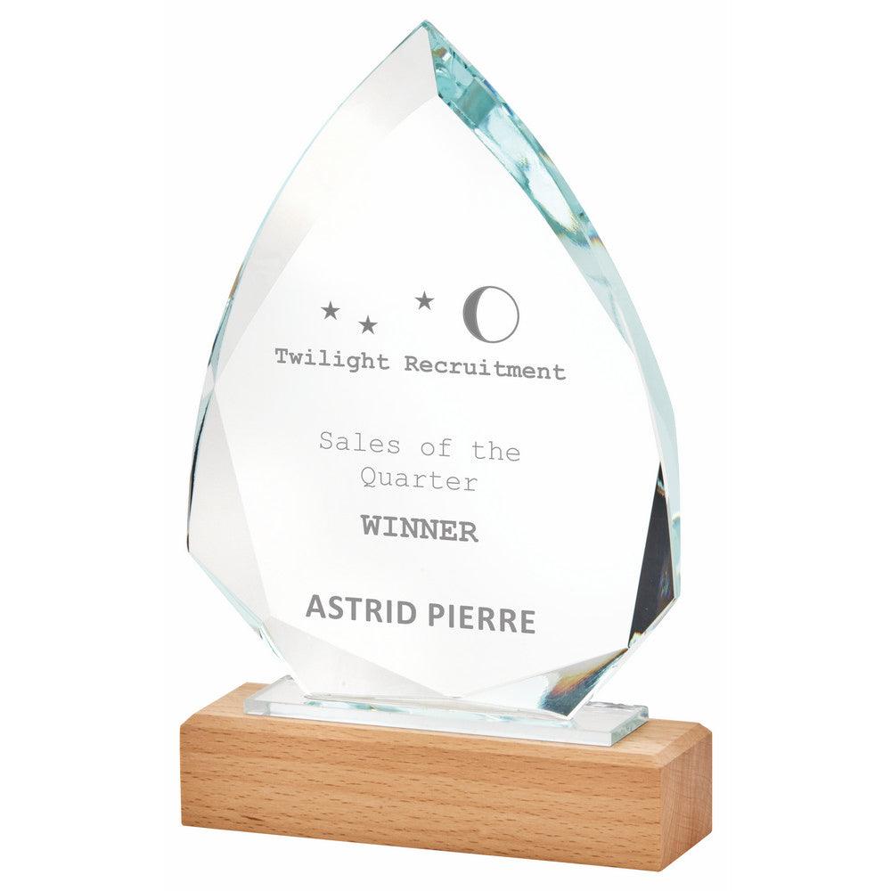 Glass Stand with Wooden Base 210mm