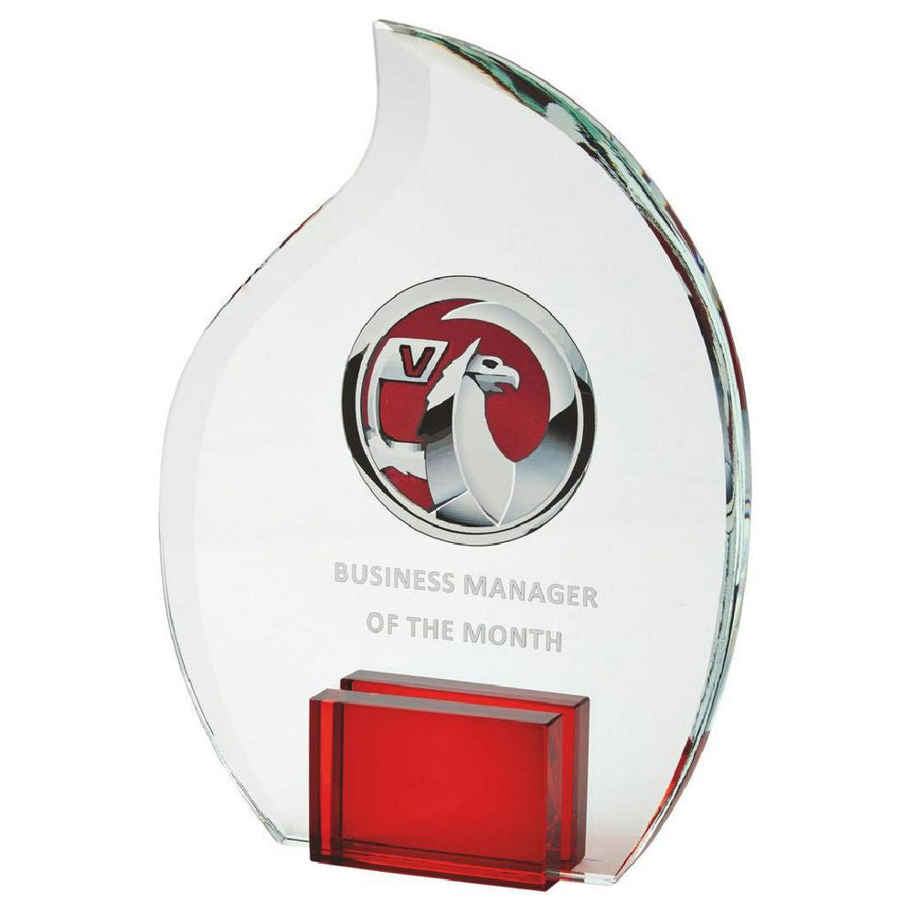 Crystal Flame Award with Red Stand for Colour Print (In Presentation Case)
