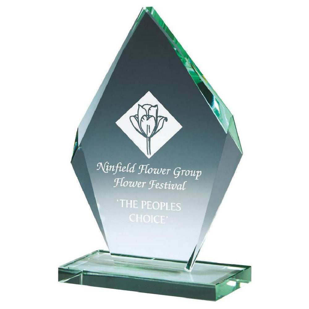 Beveled Jade Glass Diamond Stand 165mm