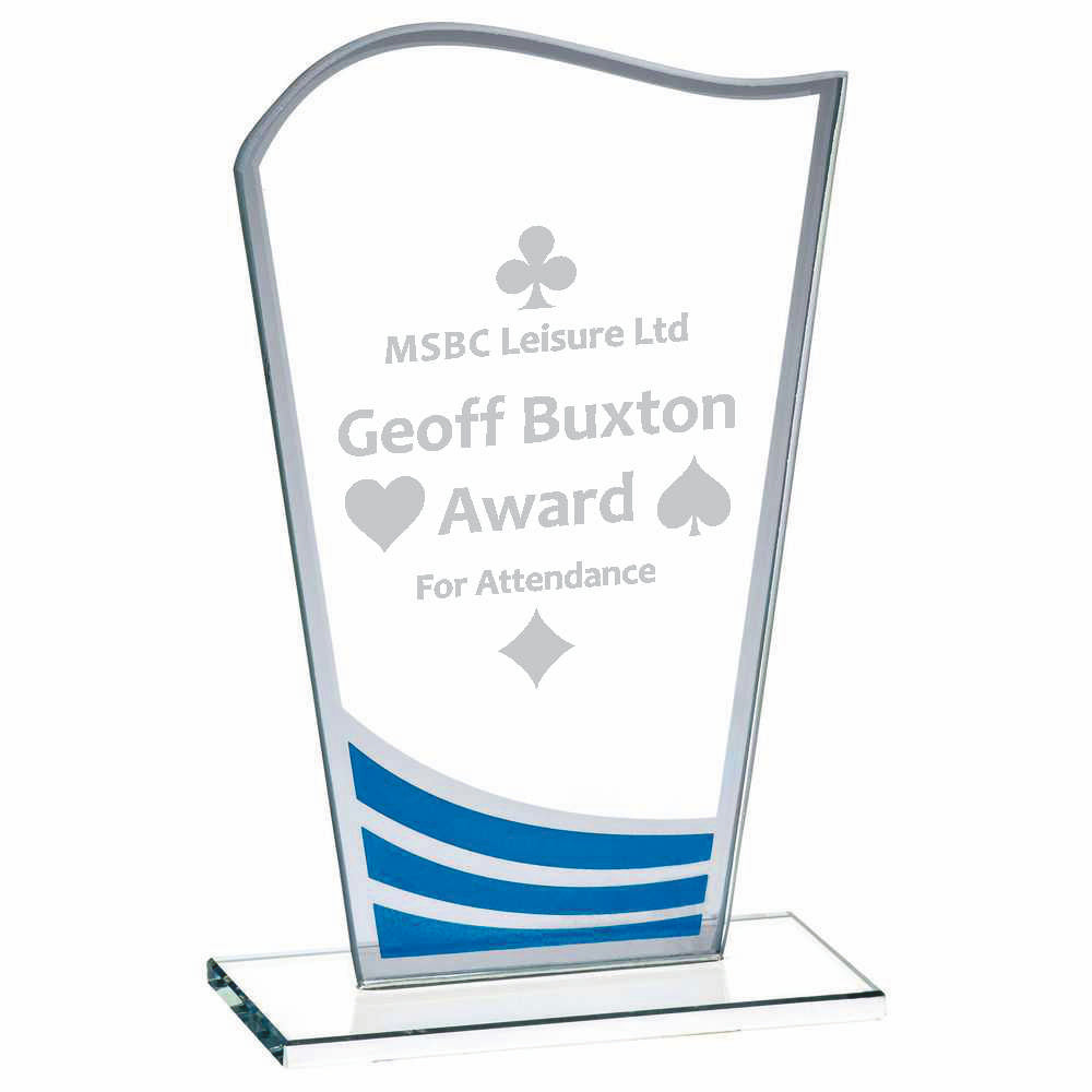 Clear Blue Wave Glass Award 200mm