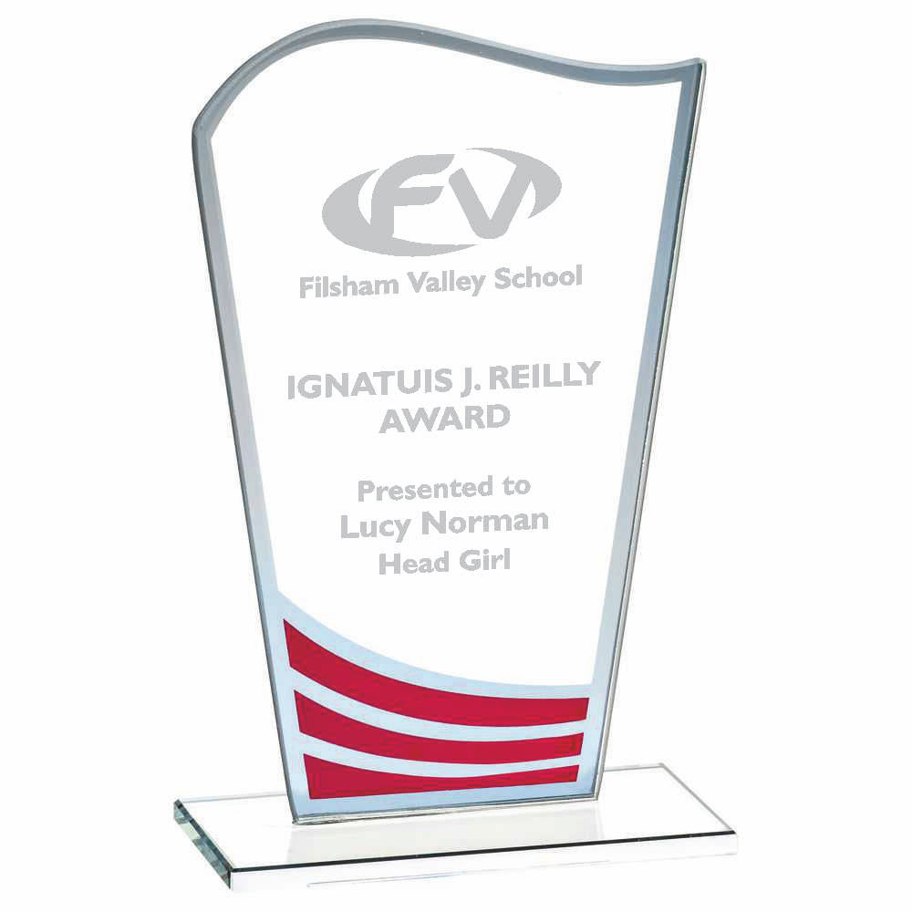 Clear Red Wave Glass Award 180mm