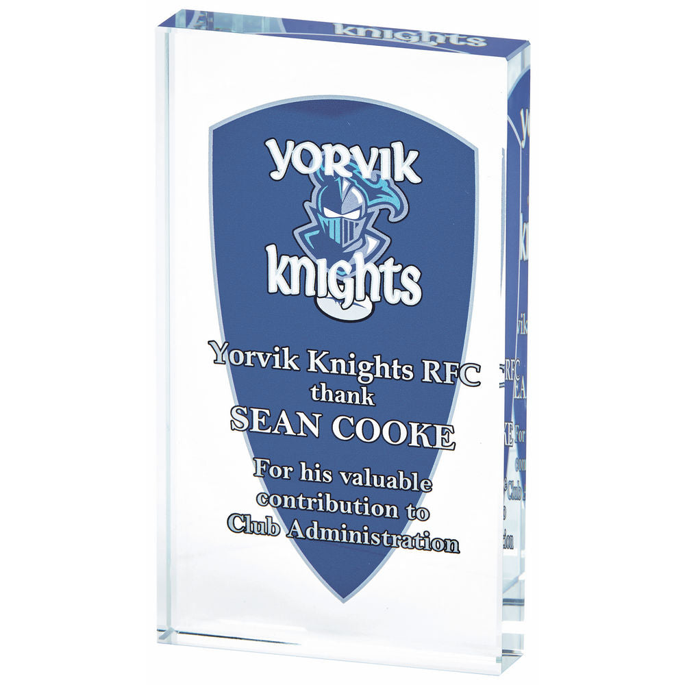 Crystal Rectangle Award for Colour Printing (In Presentation Case) 180mm