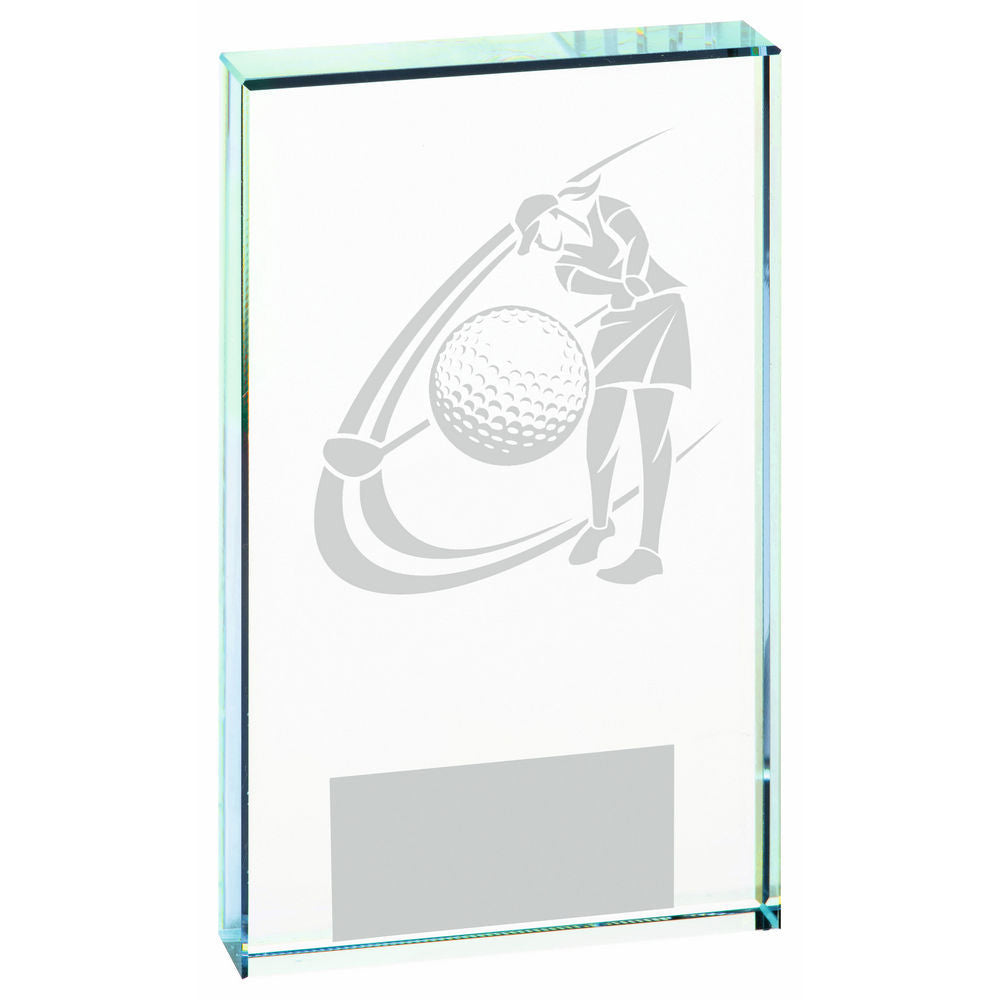 Clear Glass Golf Award - Male 140mm
