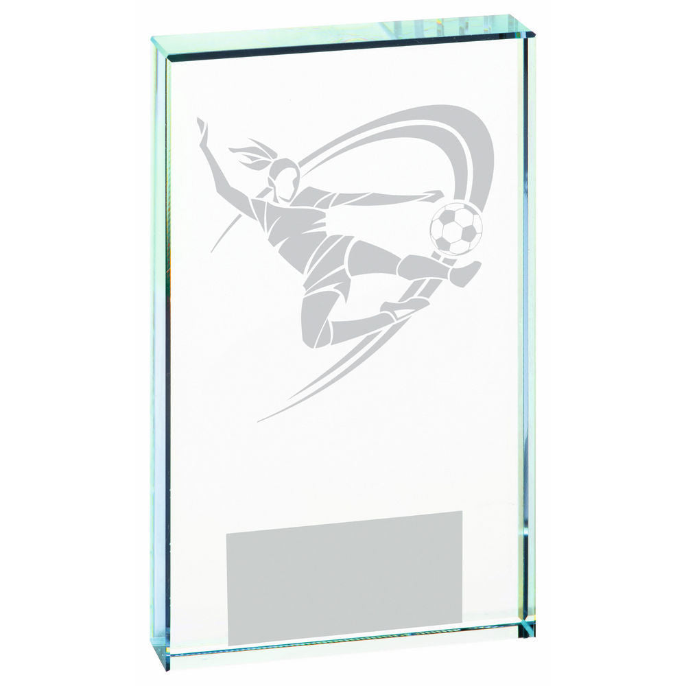 Clear Glass Football Award (Female) 140mm