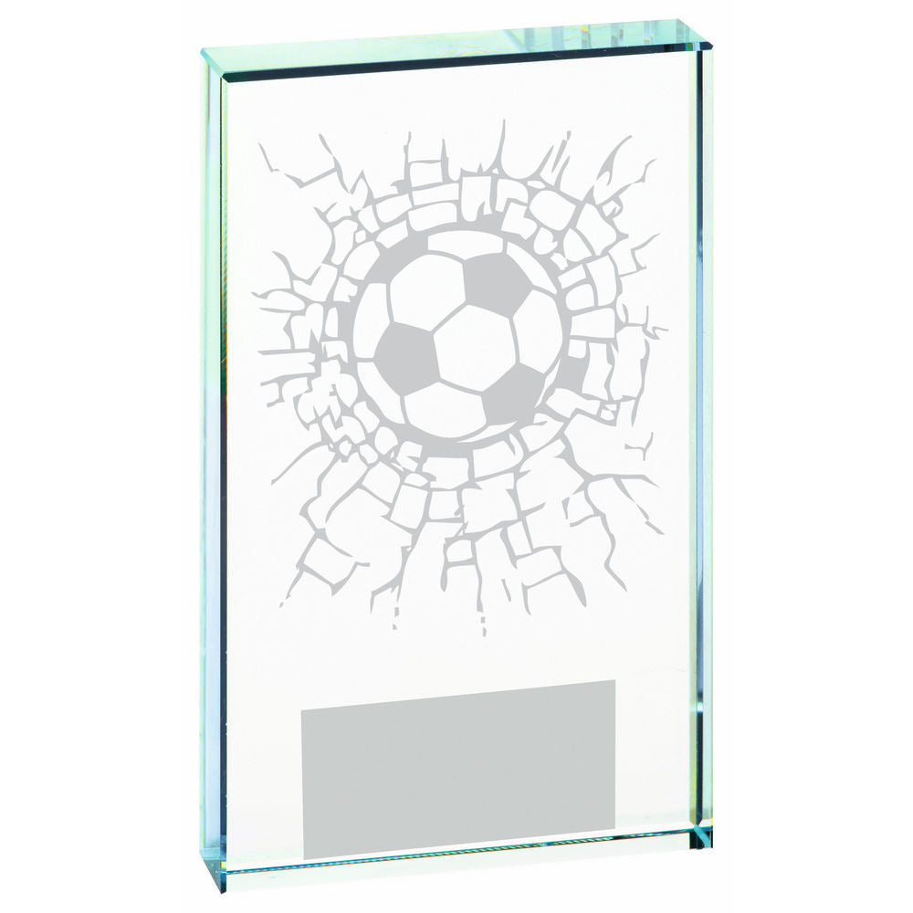 Clear Glass Football Award 140mm