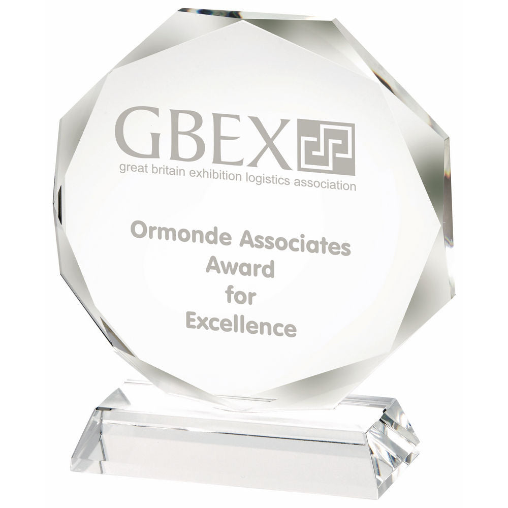 Crystal Octagonal Stand Award (In Presentation Case) 170mm