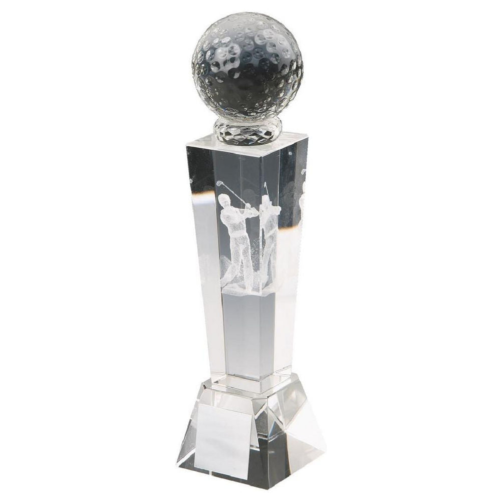 Crystal Column with 3D Male Golfer (In Presentation Case) 160mm