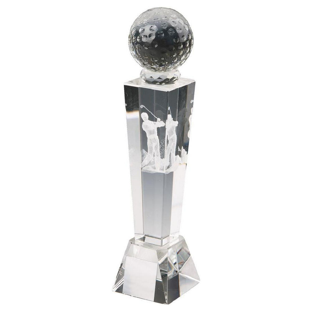 Crystal Column with 3D Male Golfer (In Presentation Case) 170mm