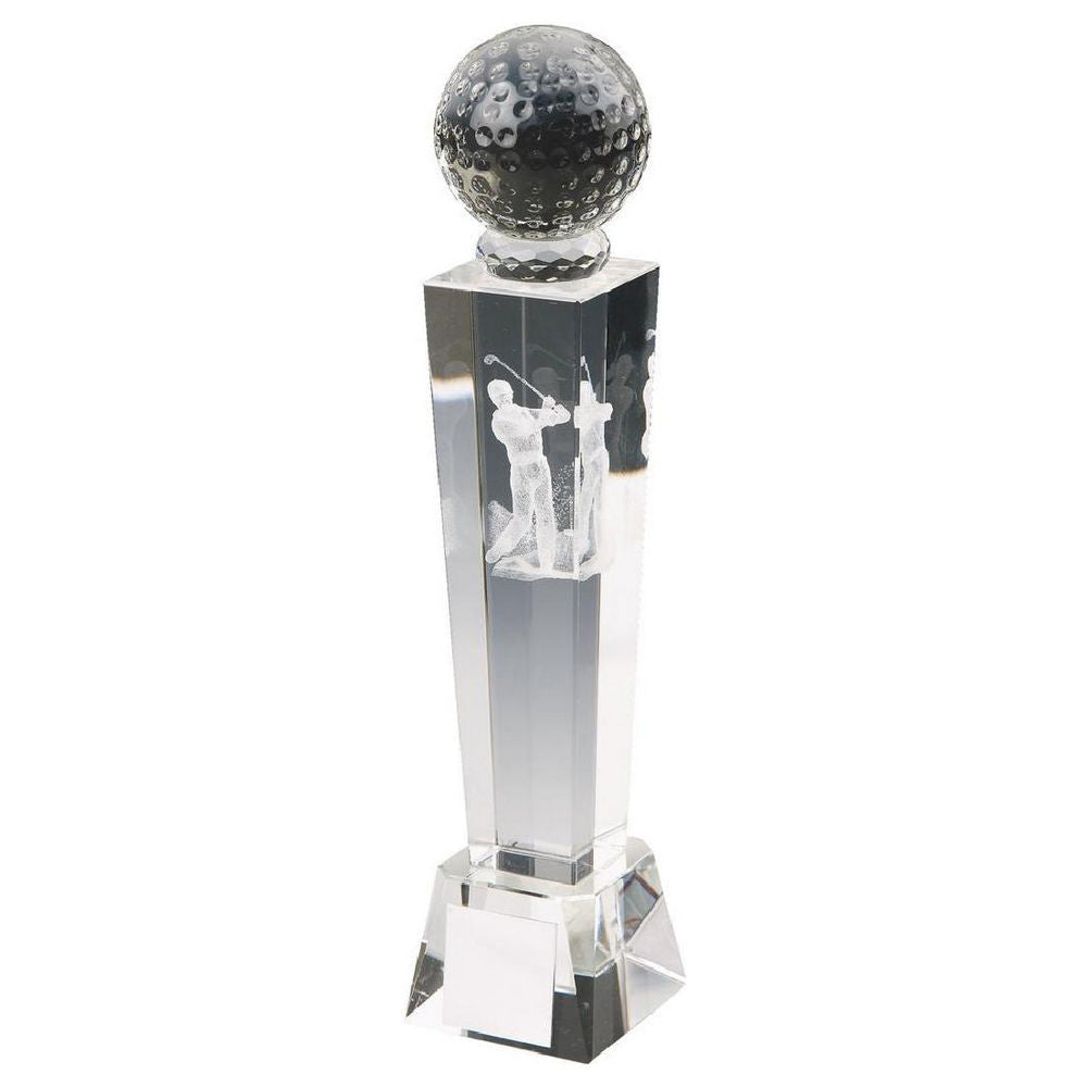 Crystal Column with 3D Male Golfer (In Presentation Case) 180mm