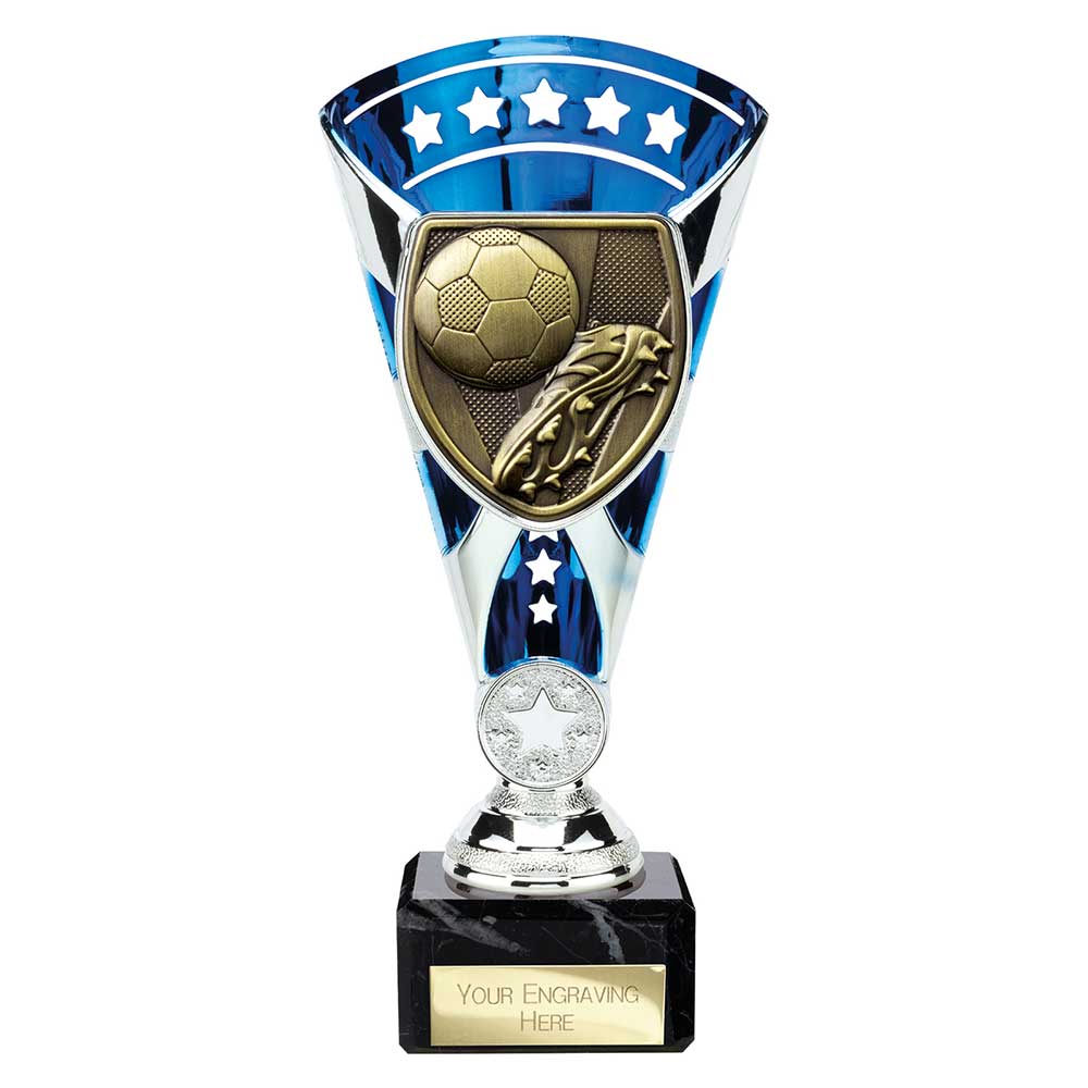 Cobra Star Cup Football Boot & Ball Silver & Blue 210mm