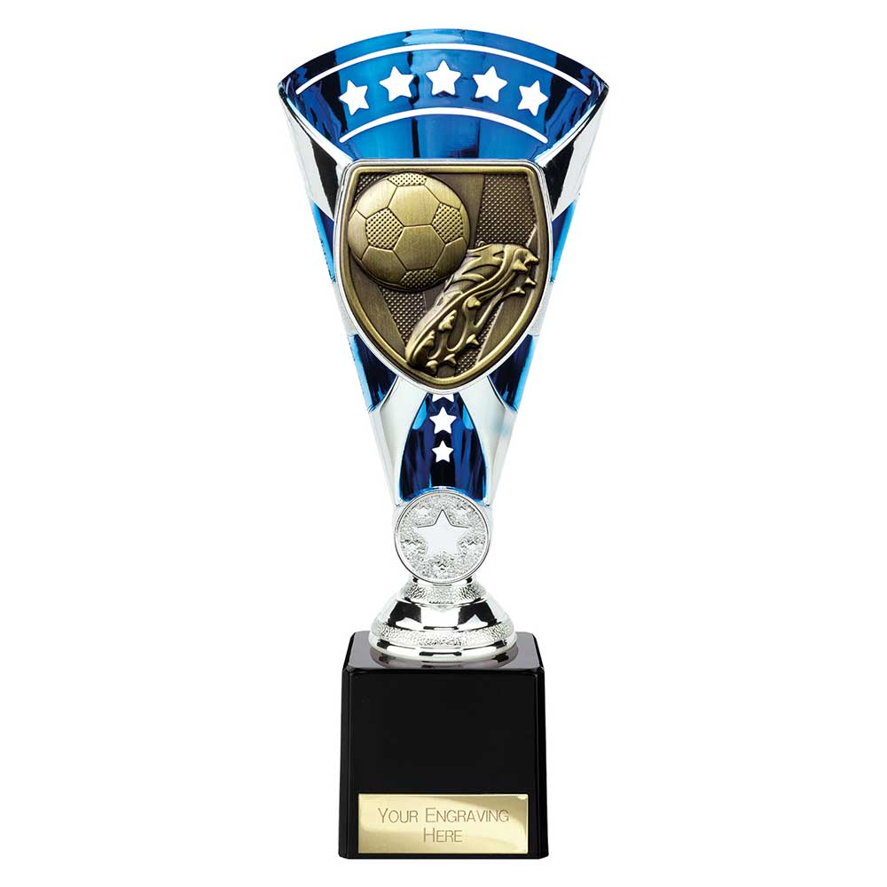 Cobra Star Cup Football Boot & Ball Silver & Blue 230mm