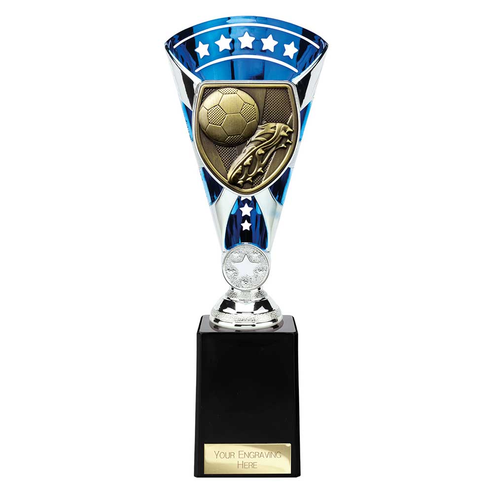 Cobra Star Cup Football Boot & Ball Silver & Blue 255mm