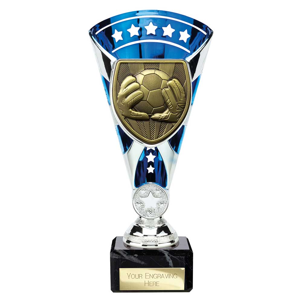 Cobra Star Cup Football Goal Keeper Silver & Blue 210mm