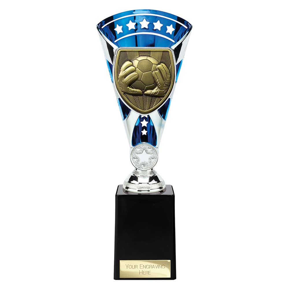 Cobra Star Cup Football Goal Keeper Silver & Blue 255mm