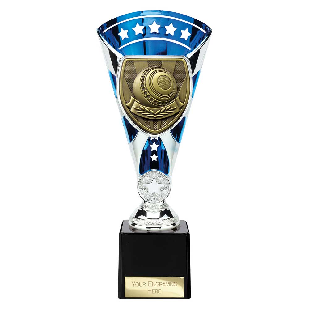 Cobra Star Cup Lawn Bowls Silver & Blue 230mm